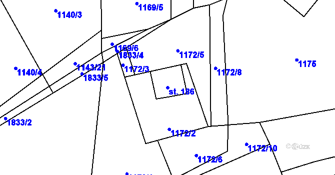 Parcela st. 186 v KÚ Krompach, Katastrální mapa