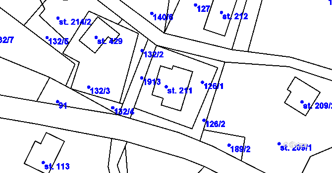 Parcela st. 211 v KÚ Krompach, Katastrální mapa