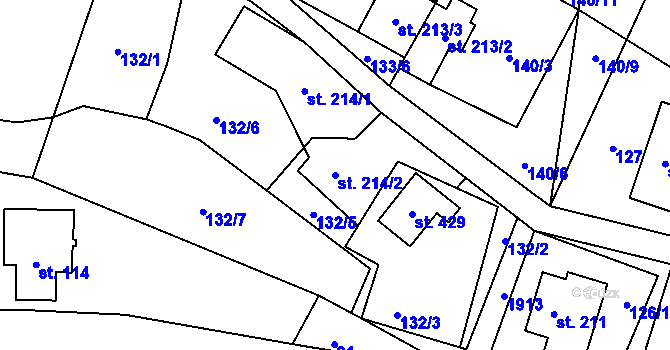 Parcela st. 214/2 v KÚ Krompach, Katastrální mapa