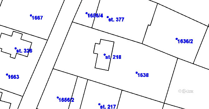 Parcela st. 218 v KÚ Krompach, Katastrální mapa
