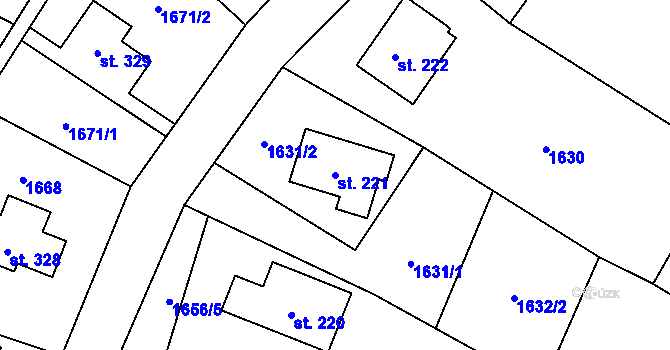 Parcela st. 221 v KÚ Krompach, Katastrální mapa