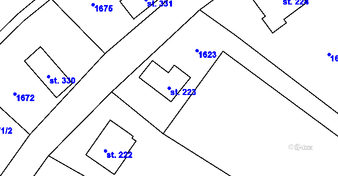 Parcela st. 223 v KÚ Krompach, Katastrální mapa
