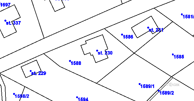 Parcela st. 230 v KÚ Krompach, Katastrální mapa