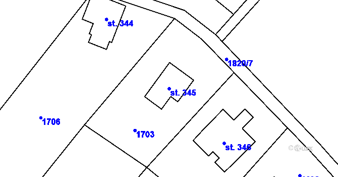 Parcela st. 345 v KÚ Krompach, Katastrální mapa