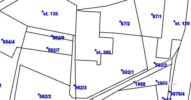 Parcela st. 385 v KÚ Krompach, Katastrální mapa
