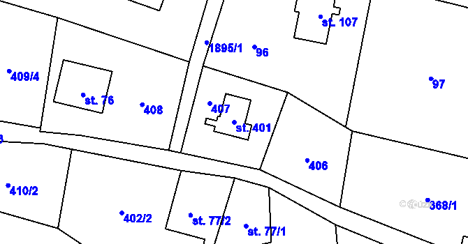 Parcela st. 401 v KÚ Krompach, Katastrální mapa