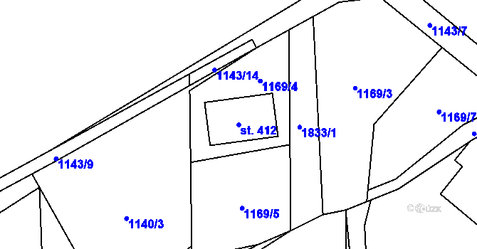 Parcela st. 412 v KÚ Krompach, Katastrální mapa