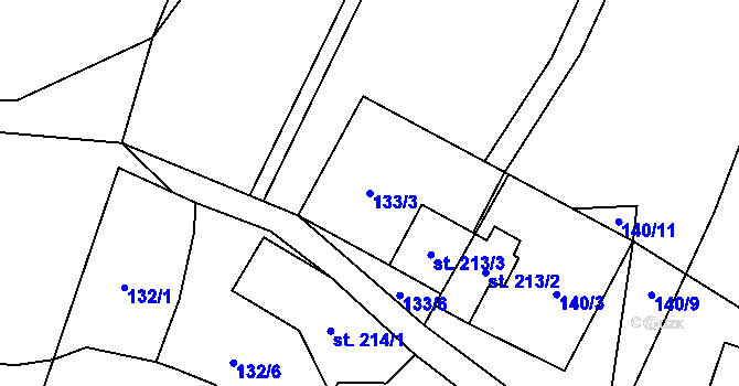 Parcela st. 133/3 v KÚ Krompach, Katastrální mapa