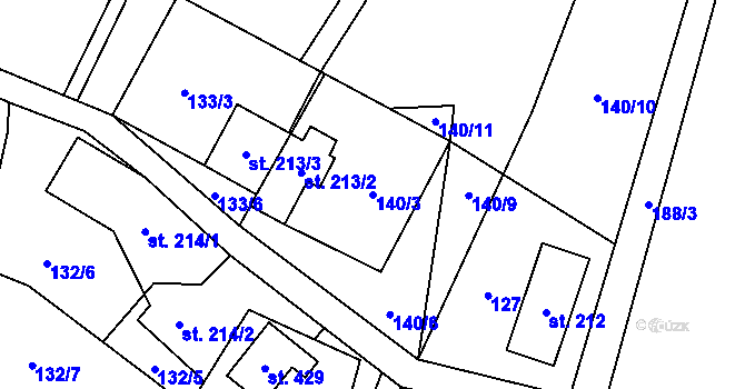 Parcela st. 140/3 v KÚ Krompach, Katastrální mapa