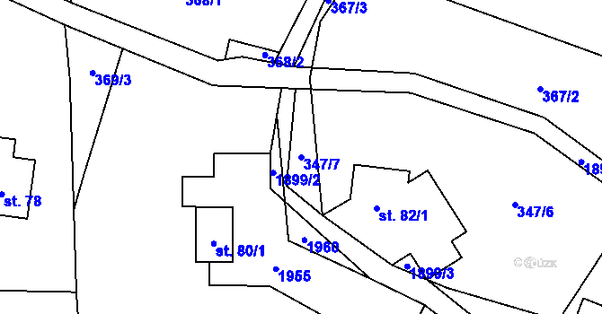 Parcela st. 347/7 v KÚ Krompach, Katastrální mapa
