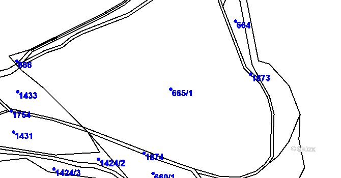 Parcela st. 665/1 v KÚ Krompach, Katastrální mapa