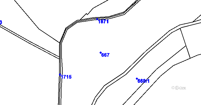 Parcela st. 667 v KÚ Krompach, Katastrální mapa
