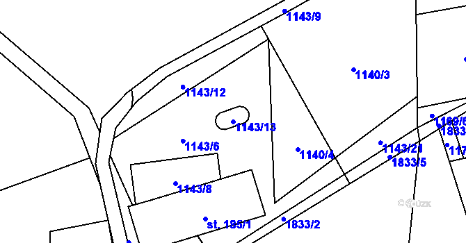 Parcela st. 1143/13 v KÚ Krompach, Katastrální mapa