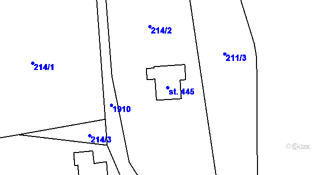 Parcela st. 445 v KÚ Krompach, Katastrální mapa