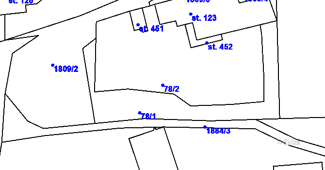Parcela st. 78/2 v KÚ Krompach, Katastrální mapa