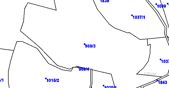 Parcela st. 959/3 v KÚ Krompach, Katastrální mapa