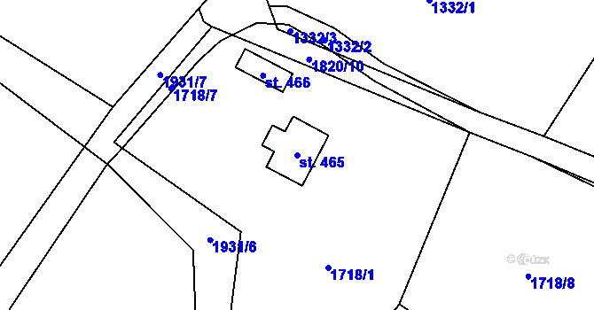 Parcela st. 465 v KÚ Krompach, Katastrální mapa