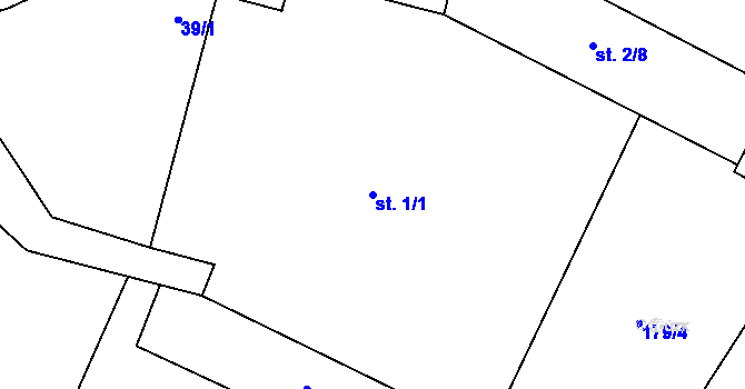 Parcela st. 1/1 v KÚ Kropáčova Vrutice, Katastrální mapa