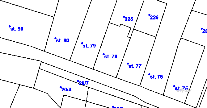 Parcela st. 78 v KÚ Kropáčova Vrutice, Katastrální mapa