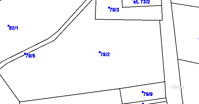 Parcela st. 78/2 v KÚ Kropáčova Vrutice, Katastrální mapa