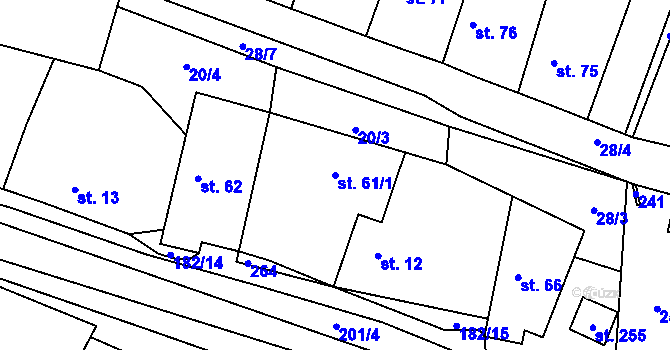 Parcela st. 61/1 v KÚ Kropáčova Vrutice, Katastrální mapa