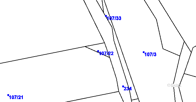 Parcela st. 107/22 v KÚ Kropáčova Vrutice, Katastrální mapa