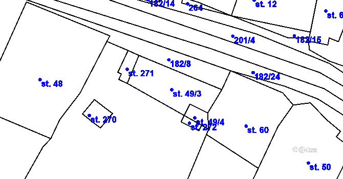 Parcela st. 49/3 v KÚ Kropáčova Vrutice, Katastrální mapa