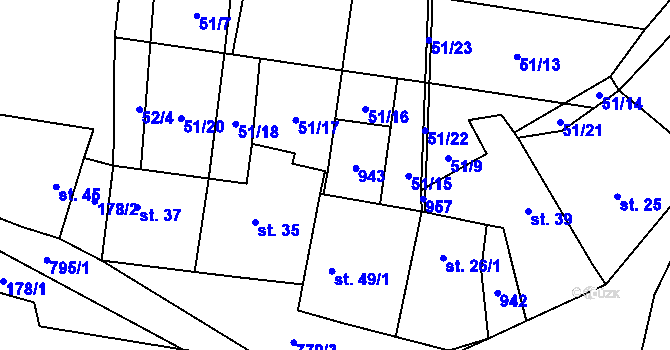Parcela st. 49/2 v KÚ Sušno, Katastrální mapa