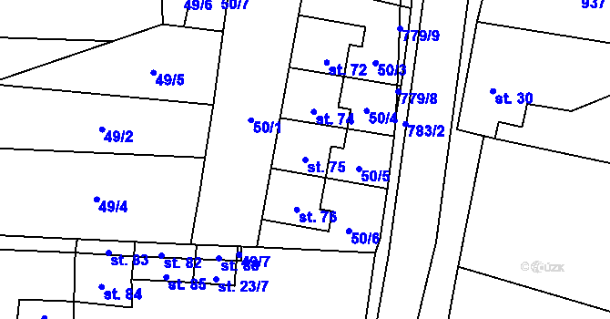 Parcela st. 75 v KÚ Sušno, Katastrální mapa