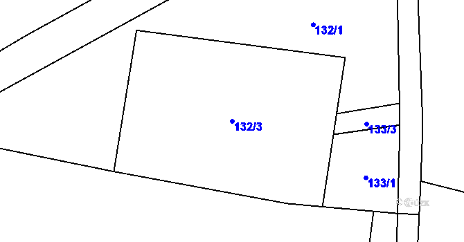 Parcela st. 132/3 v KÚ Sušno, Katastrální mapa