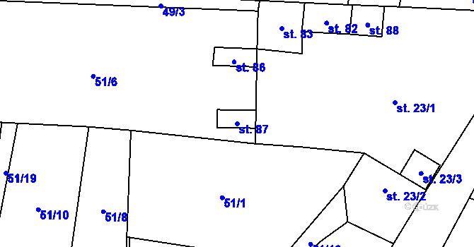 Parcela st. 87 v KÚ Sušno, Katastrální mapa
