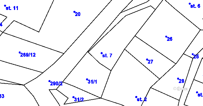 Parcela st. 7 v KÚ Kroučová, Katastrální mapa
