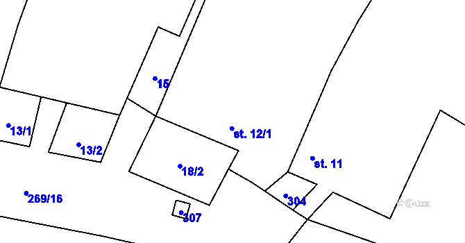 Parcela st. 12 v KÚ Kroučová, Katastrální mapa
