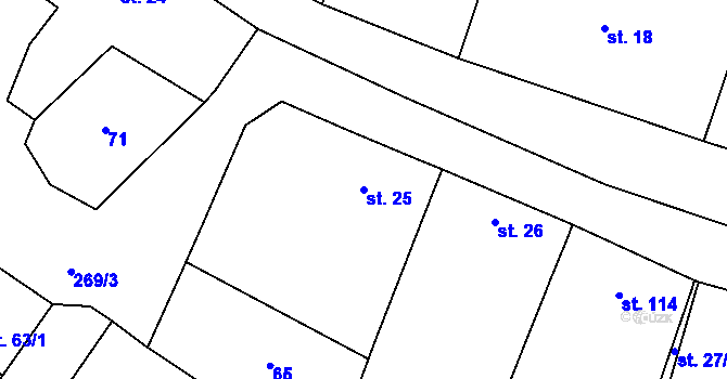 Parcela st. 25 v KÚ Kroučová, Katastrální mapa