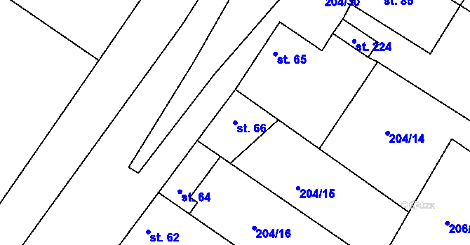 Parcela st. 66 v KÚ Kroučová, Katastrální mapa