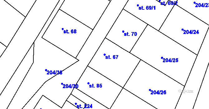 Parcela st. 67 v KÚ Kroučová, Katastrální mapa