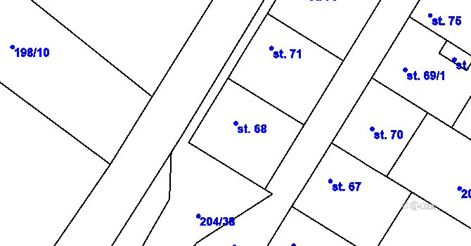 Parcela st. 68 v KÚ Kroučová, Katastrální mapa