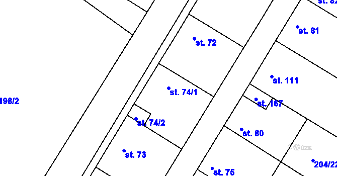 Parcela st. 74/1 v KÚ Kroučová, Katastrální mapa