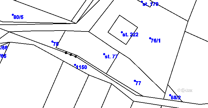 Parcela st. 77 v KÚ Kroučová, Katastrální mapa