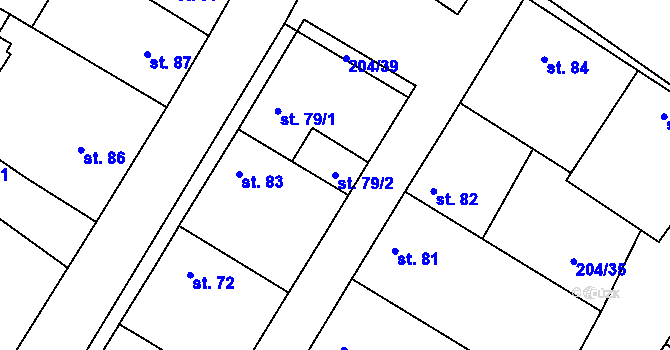 Parcela st. 79/2 v KÚ Kroučová, Katastrální mapa