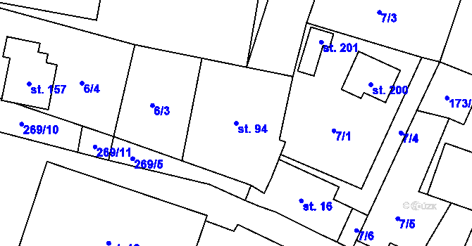 Parcela st. 94 v KÚ Kroučová, Katastrální mapa