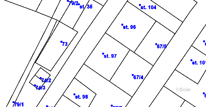 Parcela st. 97 v KÚ Kroučová, Katastrální mapa
