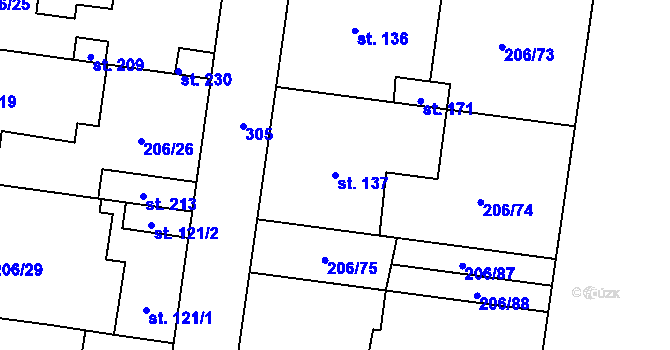 Parcela st. 137 v KÚ Kroučová, Katastrální mapa