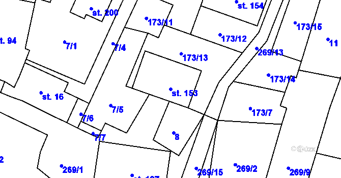 Parcela st. 153 v KÚ Kroučová, Katastrální mapa