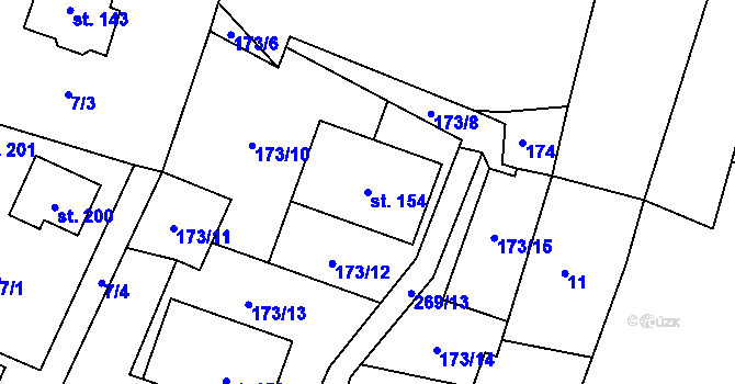 Parcela st. 154 v KÚ Kroučová, Katastrální mapa