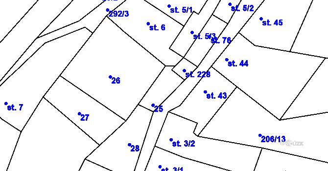 Parcela st. 25 v KÚ Kroučová, Katastrální mapa