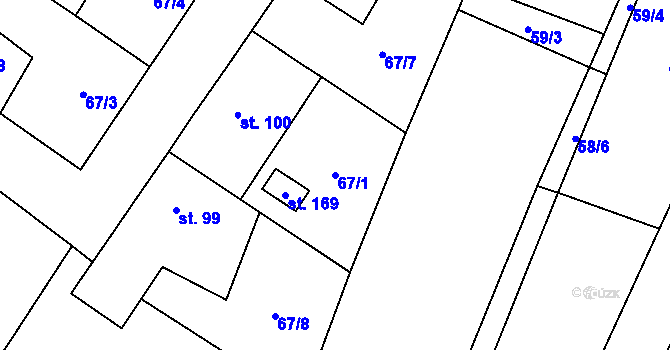Parcela st. 67/1 v KÚ Kroučová, Katastrální mapa