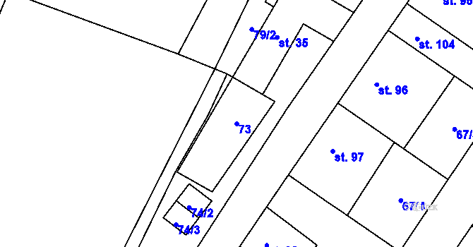 Parcela st. 73 v KÚ Kroučová, Katastrální mapa