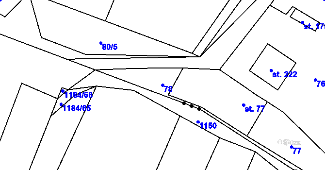 Parcela st. 78 v KÚ Kroučová, Katastrální mapa