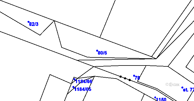 Parcela st. 80/5 v KÚ Kroučová, Katastrální mapa